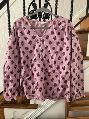 EUC Pure Jill J. Jill long sleeve organic cotton top blouse women’s size L Large